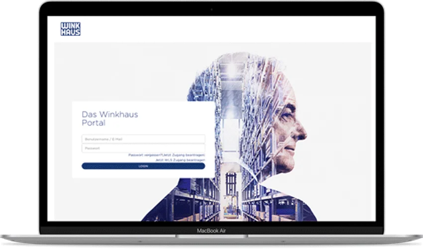 Notebook mit Login-Seite Winkhaus Portal 